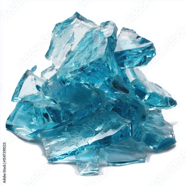 Obraz Stunning Pile of Azure Glass Shards , isolated on white background png