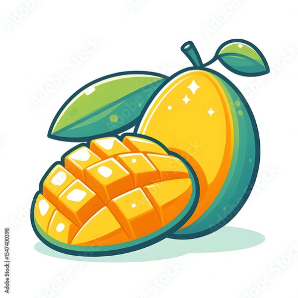 Obraz Halved Mango – Flat Exotic Fruit with Seed