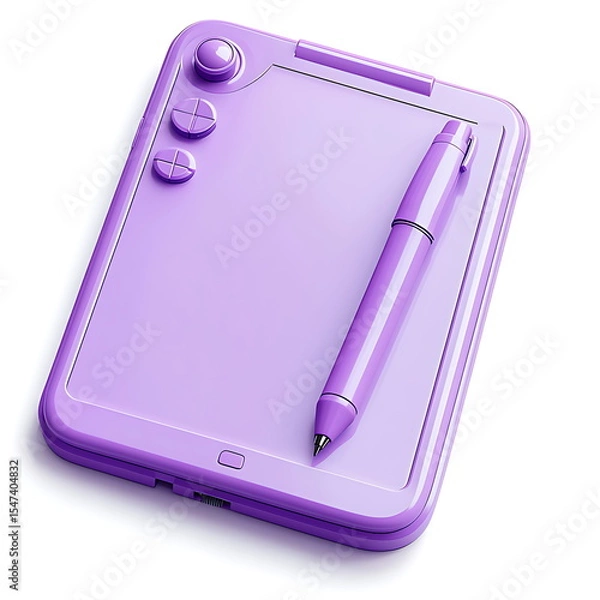 Fototapeta A purple icon of an art tablet with a stylus 3D
