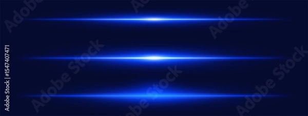 Fototapeta Light burst set. Intense blue beam with sparkles and soft particles over black, fitting for space, energy, or futuristic interface design.