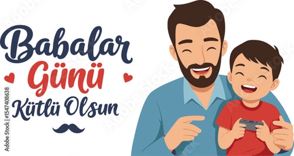 Fototapeta A heartwarming illustration depicting a father and his son, perfect for Father's Day cards, social media posts, or websites.