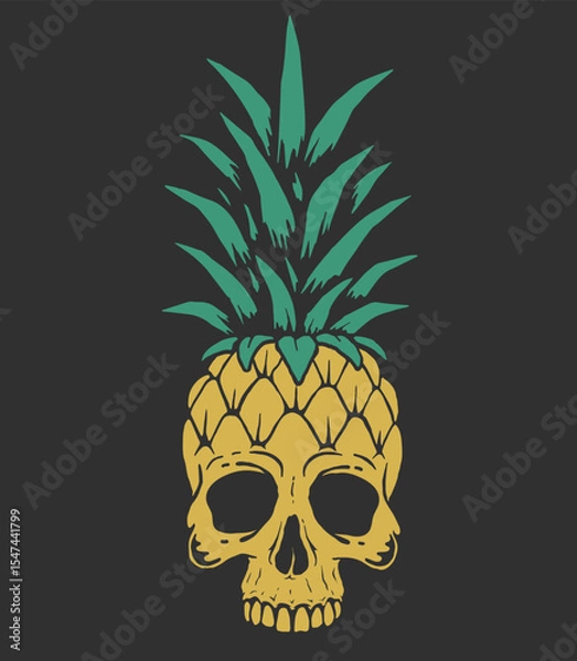 Obraz Pineapple,ananas like a skull head. Prints design.Vector illustration