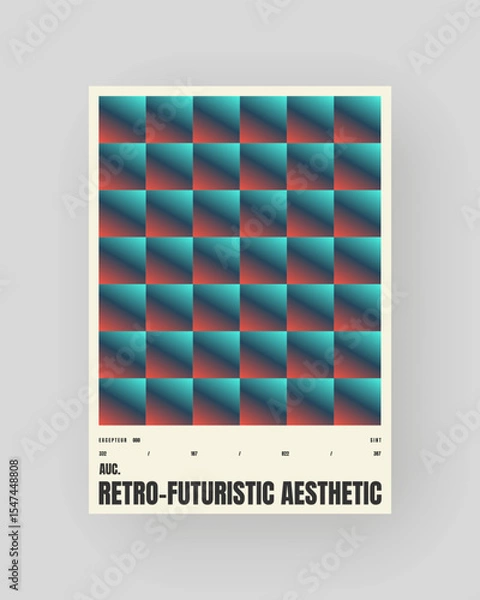 Obraz Retro-futuristic and abstract poster design. Geometric glass refraction and distortion gradient