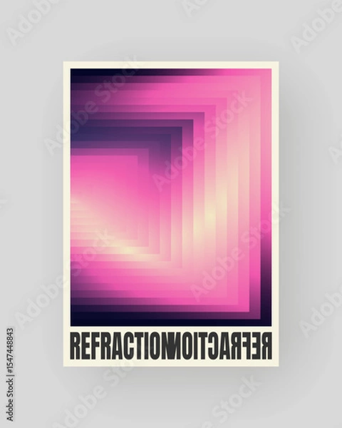 Obraz Retro-futuristic and abstract poster design. Geometric glass refraction and distortion gradient