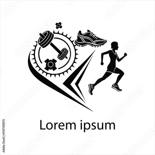 Obraz  Flat design fitness logo template