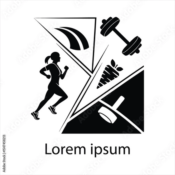 Obraz  Flat design fitness logo template