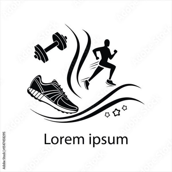 Obraz  Flat design fitness logo template