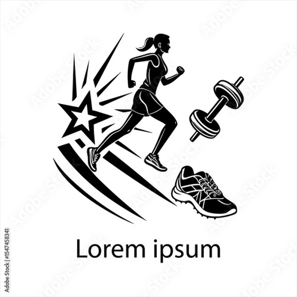 Obraz  Flat design fitness logo template