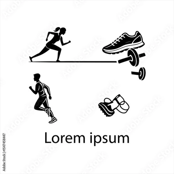 Obraz  Flat design fitness logo template