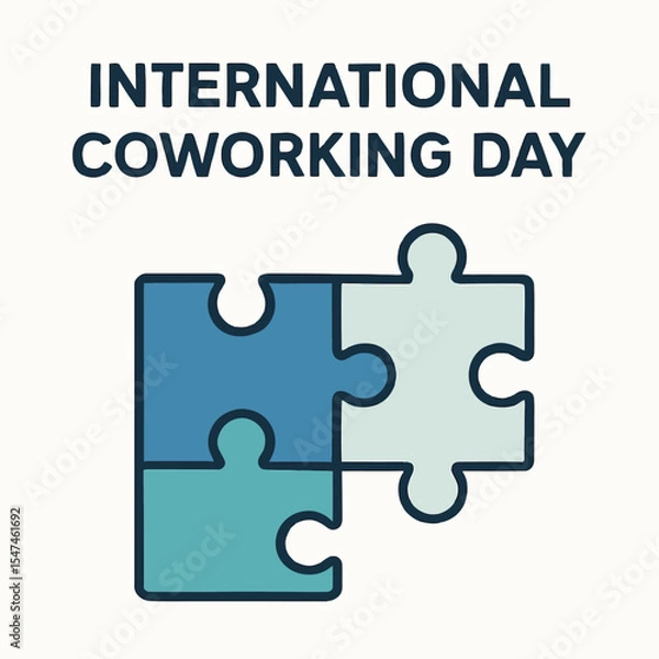 Fototapeta International Coworking Day, coworking vector, collaboration icon, teamwork symbol, puzzle pieces vector, connection flat design, business networking vector, EPS coworking illustration, interlocking 