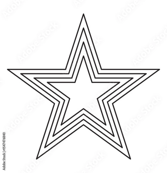 Obraz Outlined Star with Inner Hollow Shape – Minimal Line Vector Icon on White Background. Four thin line layout stars outline vector. 