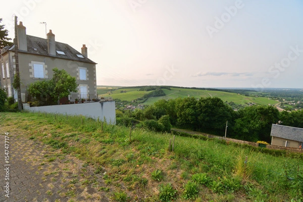 Obraz Sancerre, France. Vineyards at Sunset Viewed from a Hilltop. June 8, 2025.