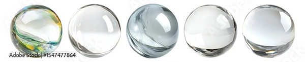 Fototapeta Colorful Glass Marbles on White Background with Vivid Patterns and Textures, Isolated on Transparent, white background