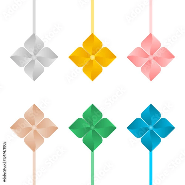 Fototapeta Set paper windmill icon vector design