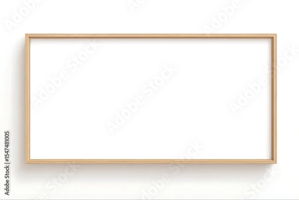 Fototapeta minimal 16:9 light wood frame on white background, elegant style
