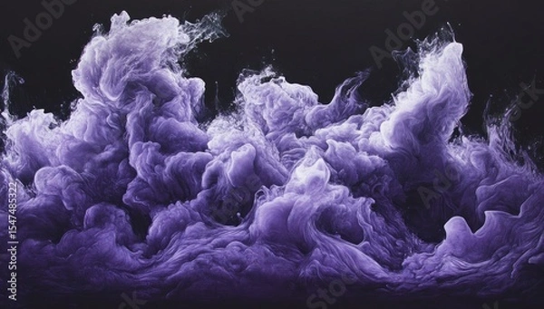 Fototapeta Abstract purple smoke background with dynamic fluid motion and dark backdrop