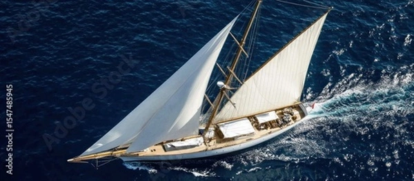 Fototapeta Classic Sailing Yacht Navigating the Azure Waters of the Mediterranean Sea