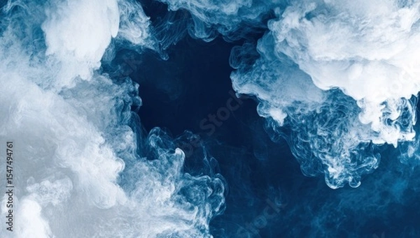 Fototapeta Ethereal cloudscape in shades of blue creates a serene and dreamy atmosphere