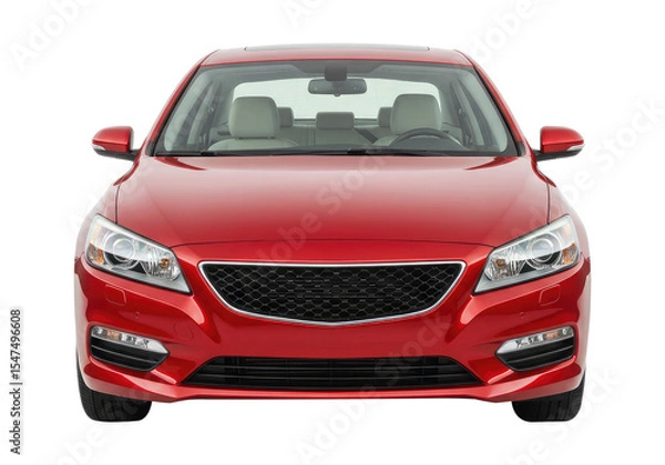 Obraz Shiny Red Automobile in a Studio Shot. Cut Out, Clipping Path on Transparent Background.