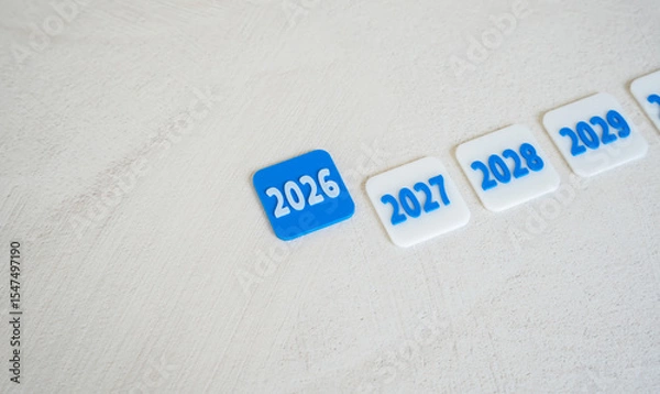Fototapeta Current year 2026. Plans and forecasts. Importance of goal tracking, future planning, and scenario modeling. Financial roadmaps, or trend analysis for the coming year.