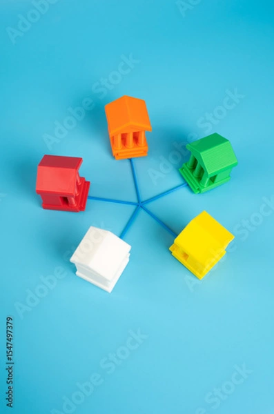Fototapeta Banks are connected to each other. Interbank network. Financial system. Monetary policy, digital banking, and regulatory coordination in finance networks. Global finance infrastructure