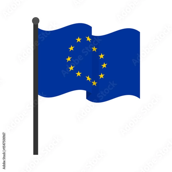 Obraz Waving European Union flag on flagpole
