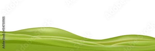 Fototapeta 3d realistic cartoon green hills isolated on transparent background. Summer wide landscape design element with green grass. Minimal nature green composition with green fileds. Vector illustration.