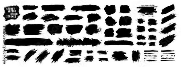 Fototapeta Brush stroke paint splashes. Vector set of brush paint ink shape elements. Black dirty grungy texture Korean distressed frames. Japanese design ink stains. Chinese isolated blots. Diagonal sporty bg