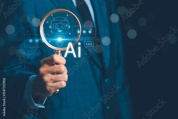 Fototapeta Ai, concept of artificial intelligence. Analytic, automation, machine learning and an autonomous brain. Big data management, computer connection information intelligence technology, Automated robotic.