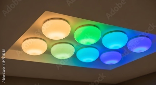 Fototapeta Modern Colorful LED Ceiling Light Fixture Design