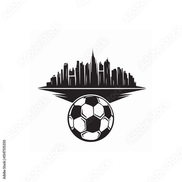 Obraz Soccer Ball Logo Amidst Grand Architecture Celebrating the Love of the Beautiful Game
