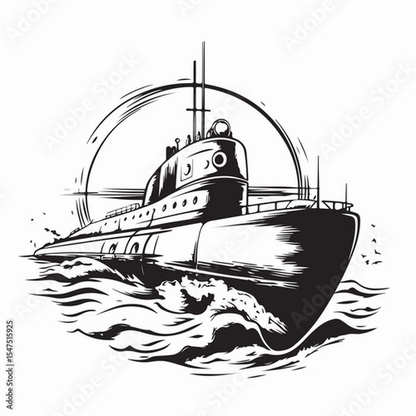 Obraz Military Submarine Image Vector illustration on white background.