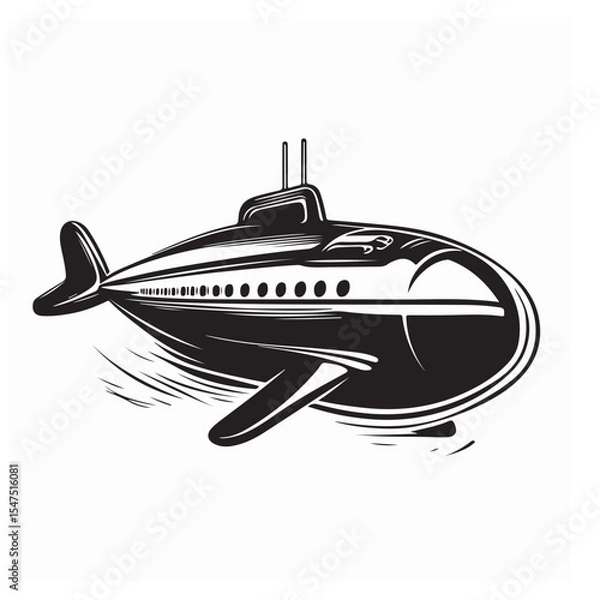 Obraz Military Submarine Image Vector illustration on white background.
