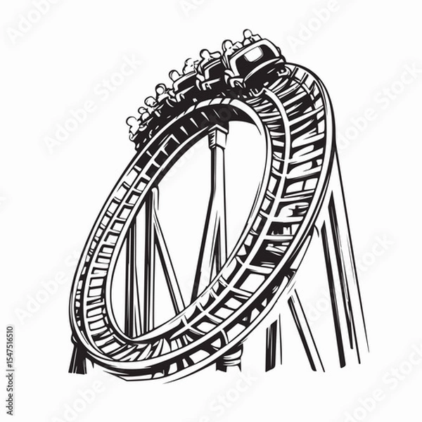 Obraz Roller Coaster Family Image vector Isolated on white background.