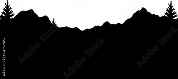 Obraz Mountain and Pine Tree Landscape Silhouette