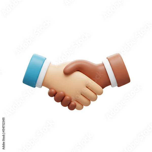 Fototapeta 3D Cartoon Handshake of Diverse Hands on Blue Background Image