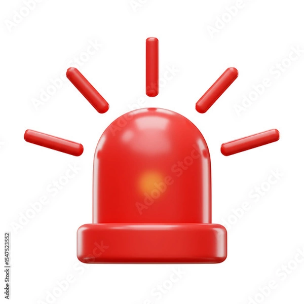 Fototapeta 3D Rendered Red Siren Icon on Red Background Showcase