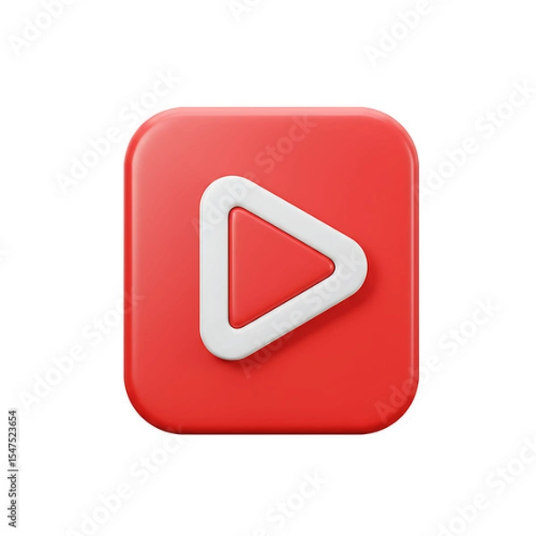 Fototapeta 3D Red Rounded Square Button with White Plus Sign Image