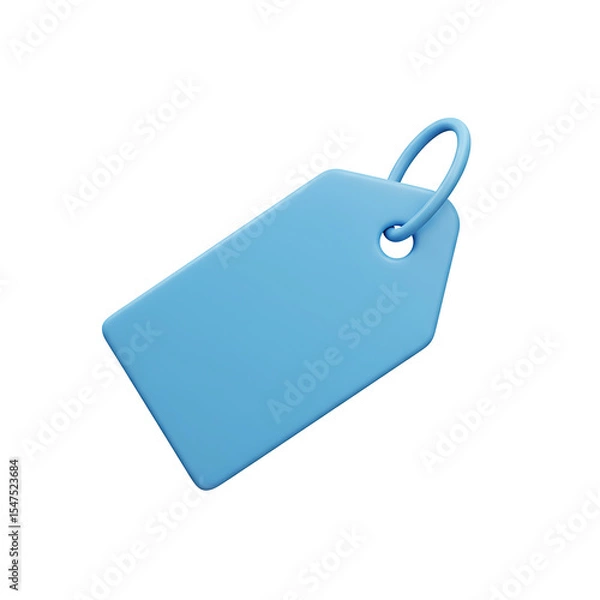 Fototapeta 3D rendered blue price tag with loop centered on black