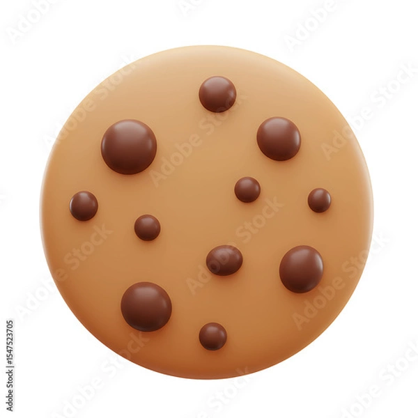 Fototapeta 3D Rendered Cookie with Brown Chocolate Chips on a PNG Image