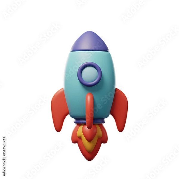 Fototapeta Bright 3D Cartoon Rocket Embedded in Glowing Graphics Image