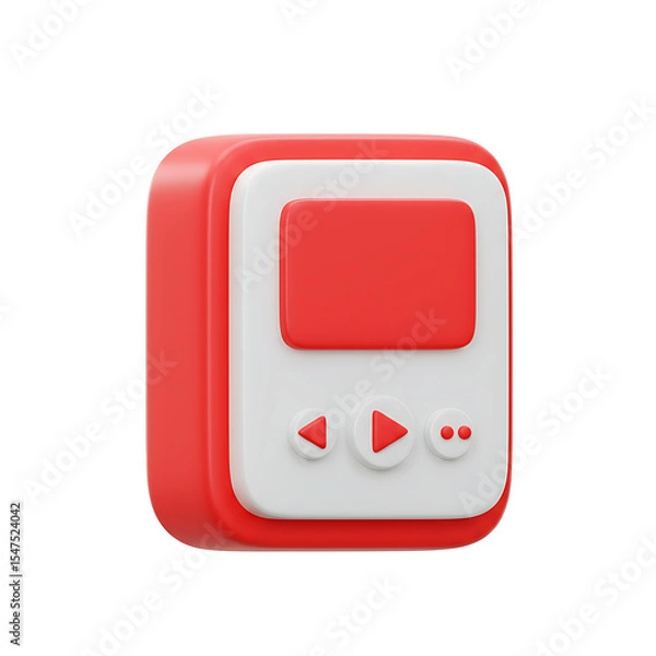 Fototapeta Clean 3D Red and White Music Player Icon Image