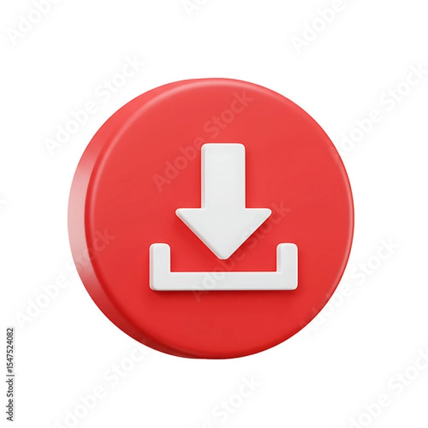 Fototapeta Clean 3D White Download Icon Centered on Brown Background Image