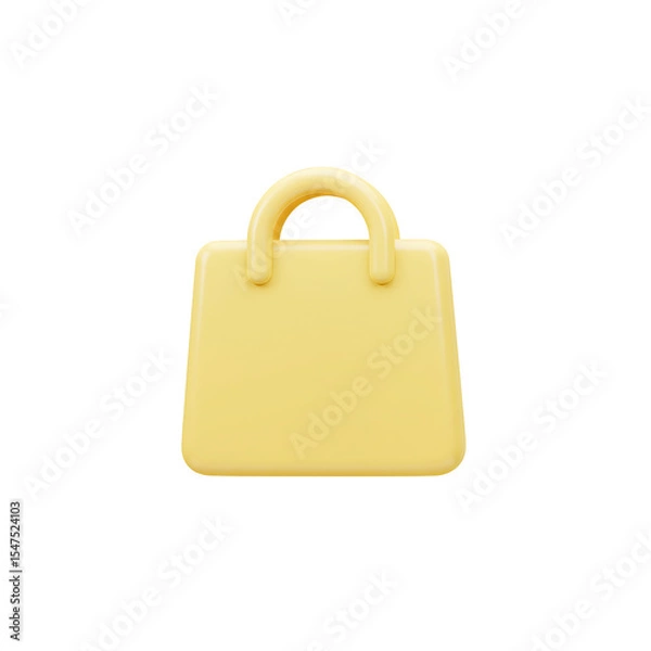 Fototapeta Clean 3D Yellow Shopping Bag Icon Centered on a Black Background