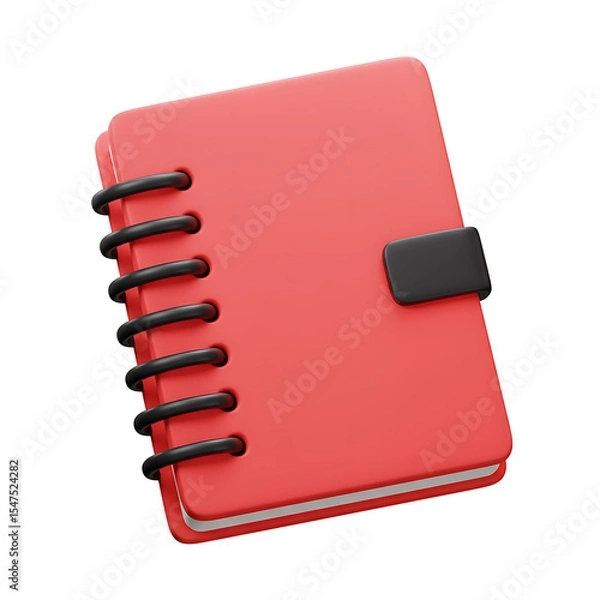 Fototapeta Detailed 3D Render of a Shiny Red Wirebound Notebook