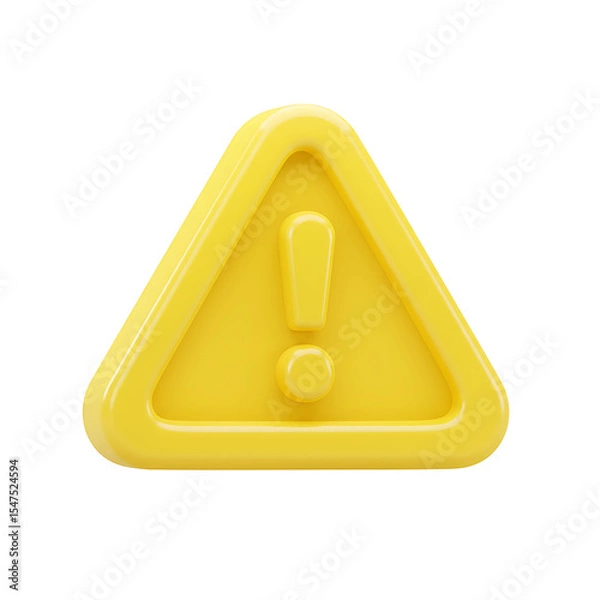 Fototapeta Glossy Yellow 3D Warning Sign Triangle with an 'E' Image