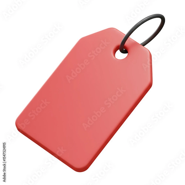 Fototapeta Red 3D Price Tag with Black Loop Image for Marketing