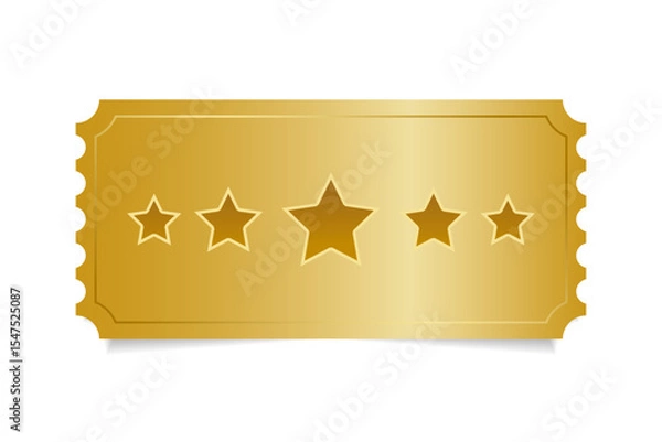 Obraz A golden ticket with stars isolated on a white background. Vector illustration