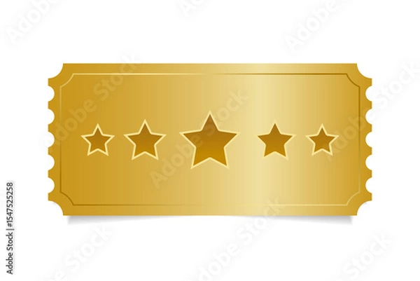Obraz A golden ticket with stars isolated on a white background. 