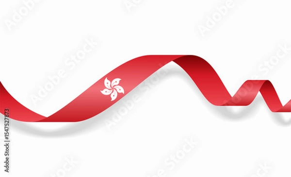 Fototapeta Hong Kong flag wavy abstract background layout. Vector illustration.